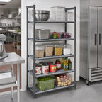 Thumbnail image #2 for Cambro Camshelving® Basics Plus CBU183064V5580 Stationary 5-Tier Antimicrobial Vented Polymer Shelving Unit, 30 x 18 x 64 Inches, Brushed Graphite