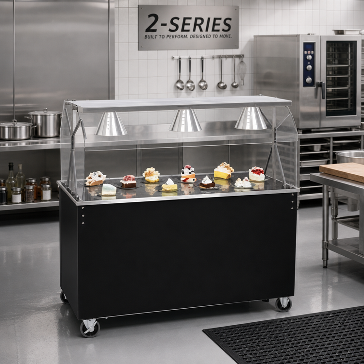 Product image #2 for 2-Series Affordable Portable 46-Inch Cafeteria Utility Station with Storage Doors and Breath Guard