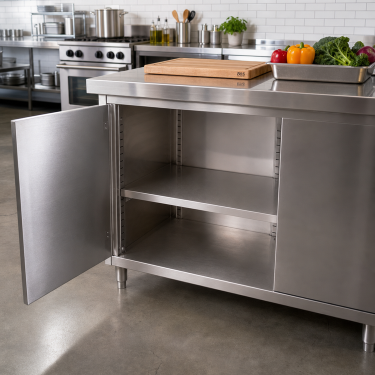 Product image #2 for BK Resources 30 x 30 Inch Optional Removable Stainless Steel Shelf for Cabinet Base Chef Tables