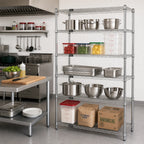 Thumbnail image #2 for Quantum WR74-2154S-5 Stationary Wire Shelving Starter Unit, 54"W x 21"D x 74"H, 5 Shelves, 304 Stainless Steel