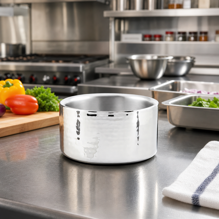 Product image #2 for American Metalcraft 34 oz. Hammered Double-Wall Stainless Steel Round Bowl, 6 Inch