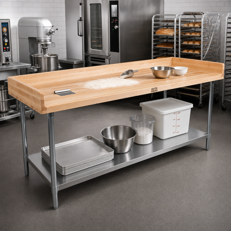 Product image #2 for John Boos 108" x 30" Bakers' Table Work Table with 1-3/4" Northern Hard Rock Maple Top