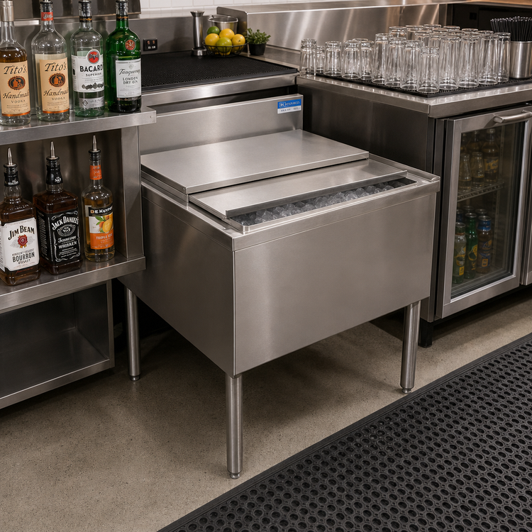 Product image #3 for BK Resources 48-Inch Wide Underbar Insulated Ice Bin with 8-Circuit Aluminum Cold Plate, 167 lb Capacity