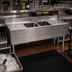 Thumbnail image #2 for BK Resources 48-Inch Slim-Line Two-Compartment Underbar Sink with Dual Drainboards and Faucet