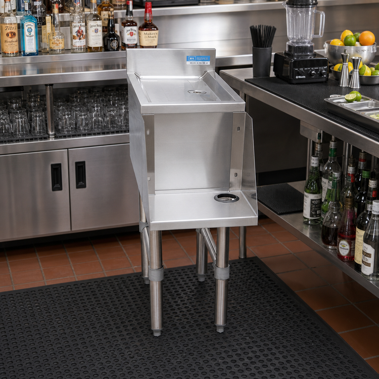 Product image #2 for BK Resources Freestanding Underbar Mixing Station with Drainboard and Blender Shelf, 12 x 18 Inches