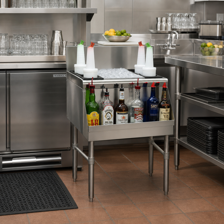 Product image #2 for Advance Tabco Prestige Supreme Free-Standing Insulated Bottle Storage Unit with Ice Bin, 12 x 25 Inches, 6-Bottle Capacity