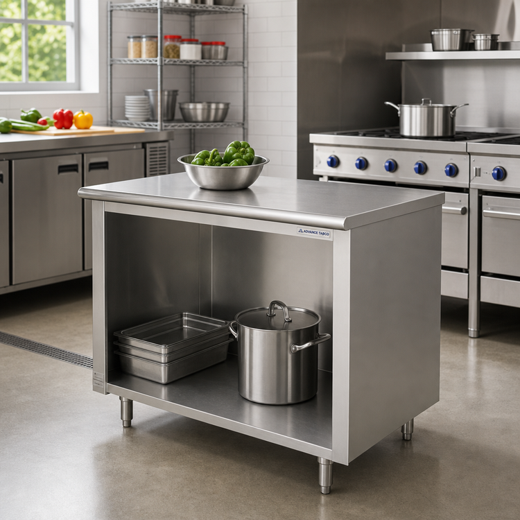 Product image #2 for Advance Tabco Special Value Series 60-Inch x 30-Inch Economy Flat Top Open Base Stainless Steel Work Table
