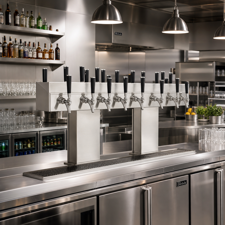 Product image #2 for Perlick 4006-10BX10BTF Back-to-Back Bridge Tee Draft Beer Tower with 20 Faucets