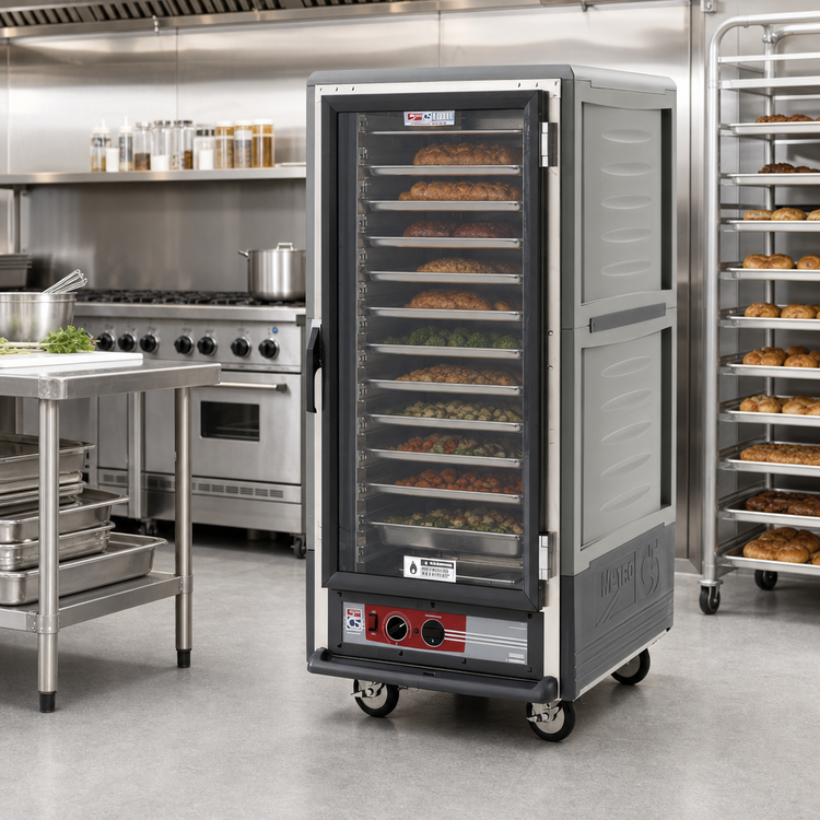 Product image #2 for Metro C5 3 Series 3/4 Height Mobile Heated Holding Cabinet with Clear Polycarbonate Door, Gray