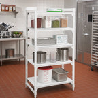 Thumbnail image #3 for Cambro Camshelving® Premium CPU243064S4480 4-Tier Solid Stationary Starter Polymer Shelving Unit, 24D x 30W x 64H, Speckled Gray
