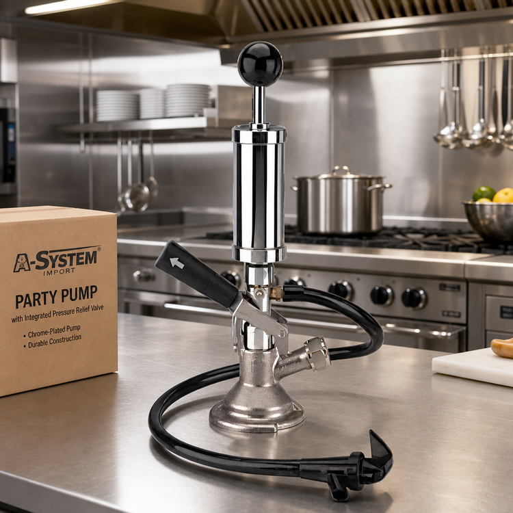 Product image #2 for A-System Import Party Pump with Integrated Pressure Relief Valve and Chrome-Plated Pump