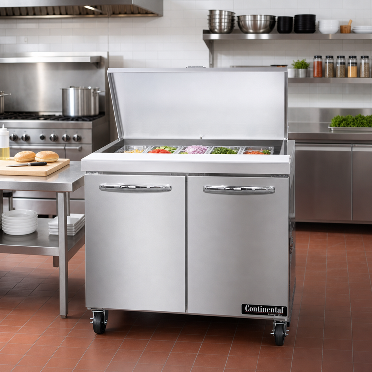 Product image #2 for Mighty Top 36" Two-Section Sandwich Prep Refrigerator with 15 Pan Capacity