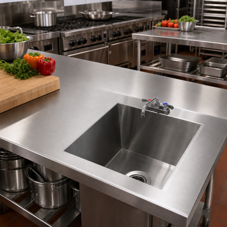 Product image #2 for Advance Tabco TA-11W Built-In Single Bowl Table-Top Sink, 20" x 20" x 14" Bowl, Faucet Included