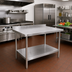 Thumbnail image #2 for Klinger's Trading Heavy Duty Stainless Steel Work Table with 2-Inch Backsplash, Open Base, 72 x 30 x 38 Inches