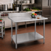 Thumbnail image #2 for Advance Tabco KMS-240 Stainless Steel Work Table with 5-Inch Backsplash and Adjustable Undershelf, 30 x 24 Inches