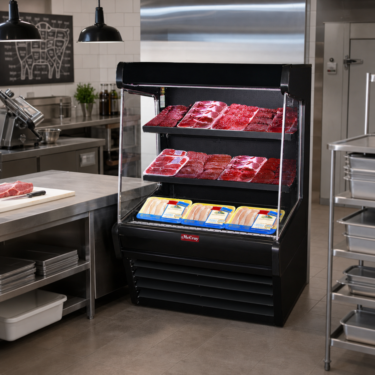 Product image #2 for Howard-McCray Ovation Series 39-Inch Meat Open Merchandiser, Remote Refrigeration, Black, LED