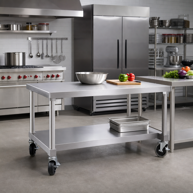 Product image #2 for New Age 36-Inch Mobile Equipment Stand with 12-Gauge Aluminum Top and Adjustable Undershelf