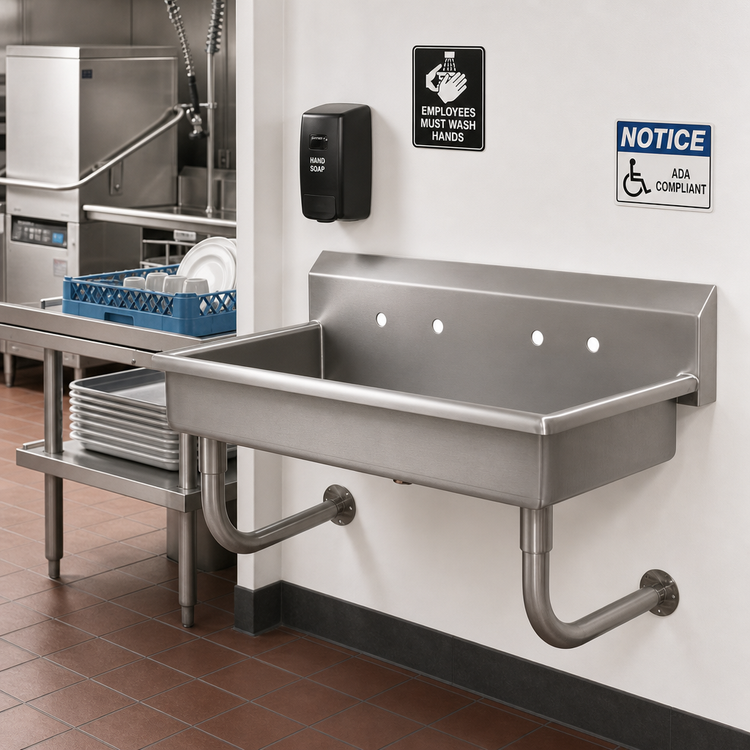 Product image #2 for Advance Tabco Multiwash Wall-Mounted ADA Hand Wash Sink with 8.5-Inch Backsplash, 40-Inch Wide