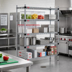 Thumbnail image #2 for Eagle Group Quad-Adjust F2QA2-74-1872C 4-Tier Stationary Wire Shelving Starter Unit, 72"W x 18"D x 74"H, Chrome