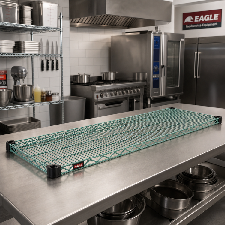 Product image #2 for EagleGard Quad-Adjust 60-Inch x 18-Inch Wire Shelf, Hybrid Epoxy Finish, 600 lb Capacity