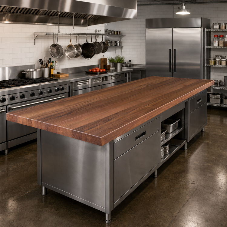 Product image #2 for John Boos Boos Block American Black Walnut Edge Grain Kitchen Countertop, 144 x 42 x 3 Inches