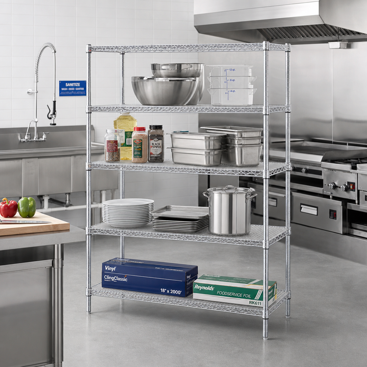 Product image #2 for Metro Super Erecta Convenience Pak 4-Shelf Wire Shelving Unit, 48W x 24D x 74H, Brite Finish