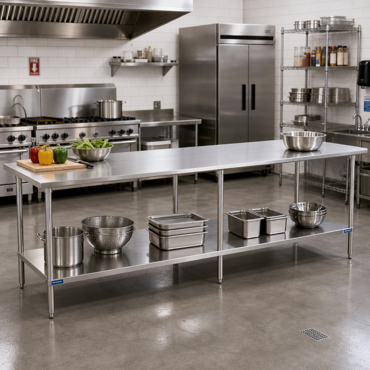Product image #2 for 108-Inch x 24-Inch Stainless Steel Work Table with Adjustable Undershelf