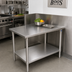 Thumbnail image #2 for John Boos Stallion 30 Inch x 30 Inch 14-Gauge Stainless Steel Corner Work Table with Safety Edge and Adjustable Undershelf