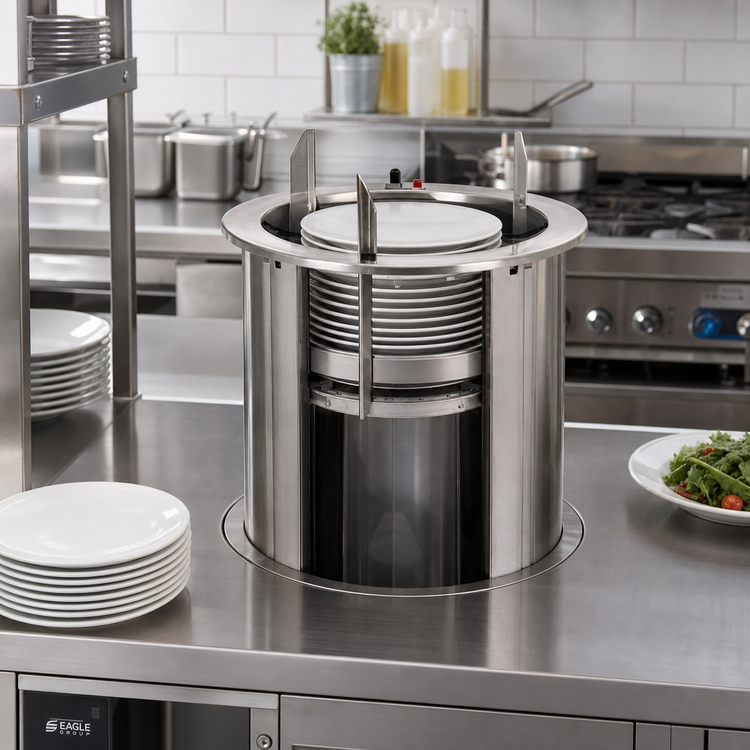 Product image #2 for Eagle Group Director's Choice Drop-In Unheated Dish Dispenser for Round Plates, 11-7/8 to 13-Inch Diameter