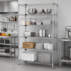 Thumbnail image #2 for Quantum WR74-3060S-5 Stationary Wire Shelving Starter Kit, 5-Shelf, 304 Stainless Steel, 60"W x 30"D x 74"H