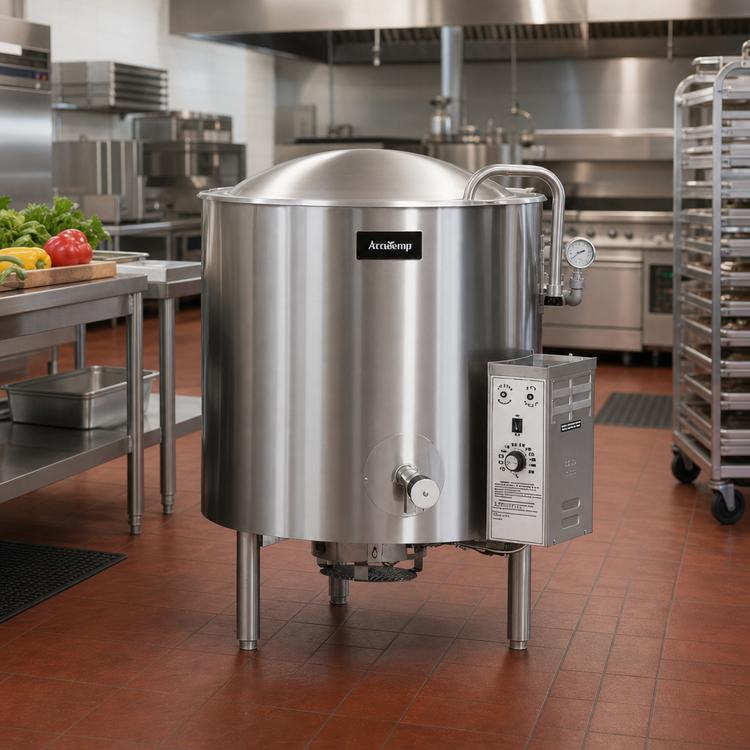 Product image #2 for AccuTemp Edge Series 25 Gallon Gas Stationary Kettle with 2/3 Jacket and 316 Stainless Steel Liner