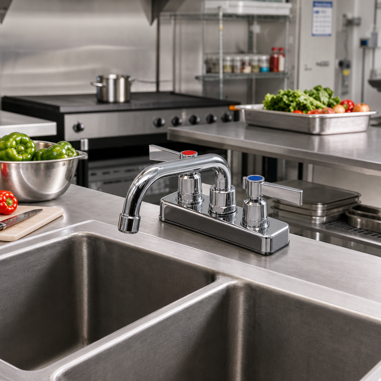 Product image #3 for Advance Tabco K-51 Heavy Duty Lead-Free Deck-Mounted Manual Faucet with 6-Inch Swing Spout and 4-Inch Centers