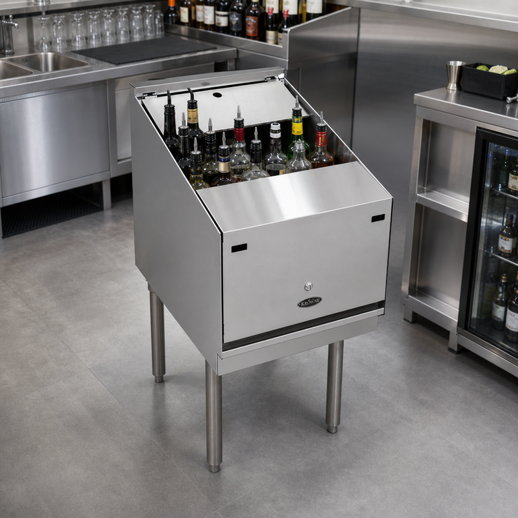 Product image #2 for Krowne Royal Series Freestanding Underbar Liquor Bottle Display Unit with Removable Locking Cover, 18 x 24 Inches, 16-Bottle Capacity