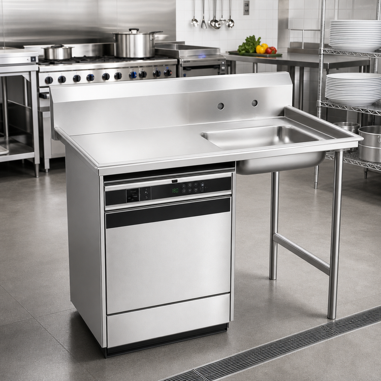 Product image #2 for Undercounter Stainless Steel Dish Table with Right-Side Sink Bowl