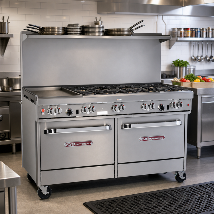 Product image #2 for Ultimate 60-Inch Gas Restaurant Range with 6 Burners, 24-Inch Griddle, and 2 Standard Ovens
