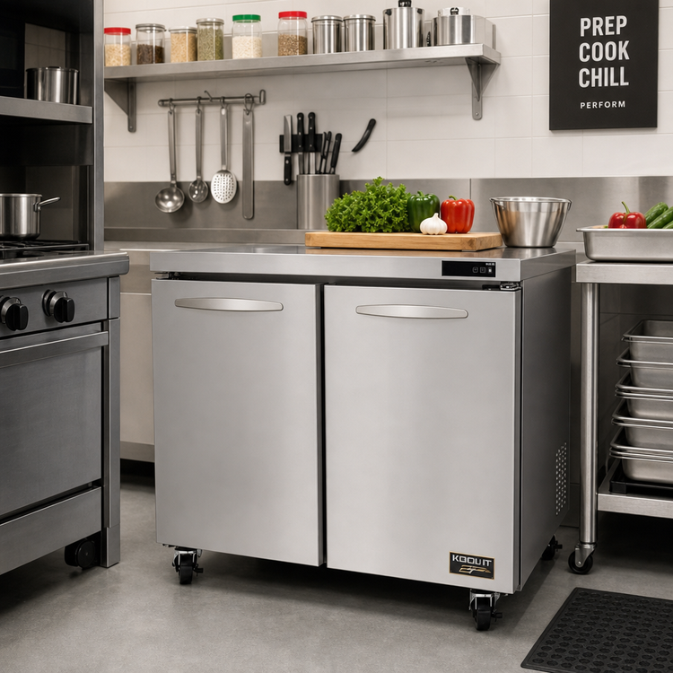 Product image #2 for Kool-It Signature KUCF-36-2 Double Door Undercounter Freezer, 9.5 Cu. Ft., Stainless Steel, 115V