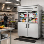 Thumbnail image #2 for Everest Refrigeration EGSWH4 Two-Section Reach-In Refrigerator, 55 Cu. Ft., Combination Glass and Solid Half Doors, Stainless Steel