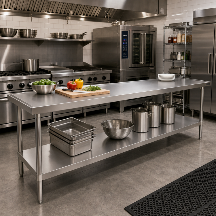 Product image #2 for Advance Tabco 144-Inch x 24-Inch 304 Stainless Steel Work Table with Adjustable Undershelf