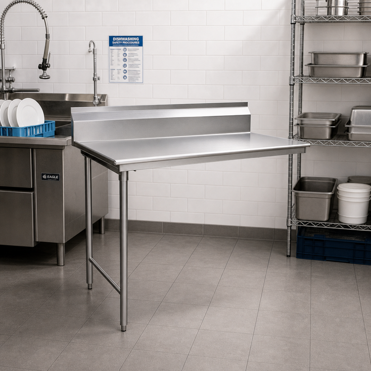 Product image #2 for Eagle Group Straight Clean Dishtable, 30 x 30 Inches, Right-to-Left Operation, 16/430 Stainless Steel Top