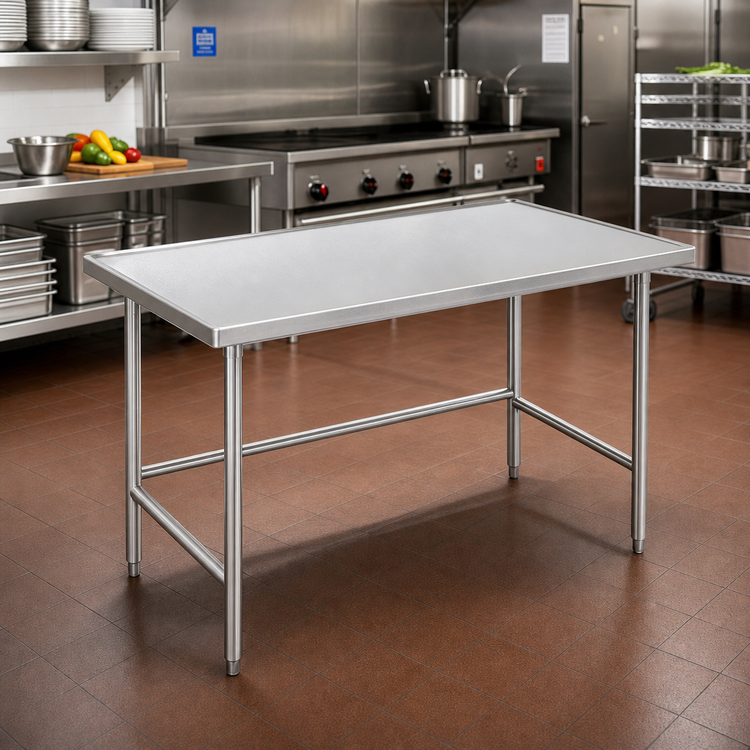 Product image #2 for Advance Tabco 48" x 36" 14 Gauge 304 Stainless Steel Top Open Base Work Table with Countertop Edge