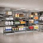 Thumbnail image #2 for Metro qwikTRAK LBTEK3 Double-Deep Floor-Track Shelving Stationary End Unit Kit, 74"H, Epoxy-Coated Steel