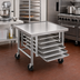 Thumbnail image #2 for Advance Tabco Mobile Mixer Table with Tray Slides and 6-Pan Rack, 36 Inch x 30 Inch x 28 Inch, 304 Stainless Steel Top, Galvanized Base