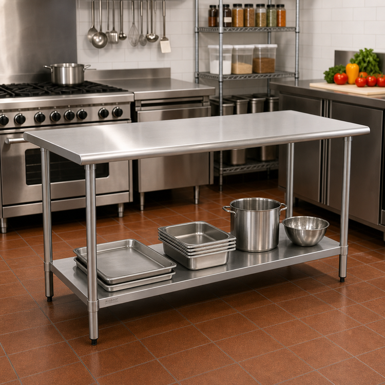 Product image #2 for BlendPort® Deluxe Series Stainless Steel Work Table with Adjustable Undershelf, 84 x 30 Inches