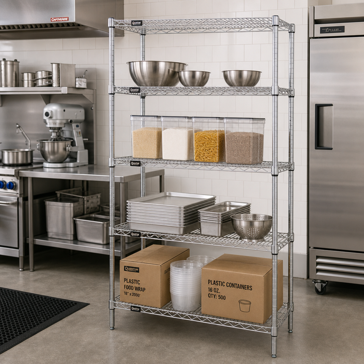 Product image #2 for Quantum Chrome-Plated Wire Shelving Starter Kit, 24 x 24 x 74 Inches, 4-Shelf