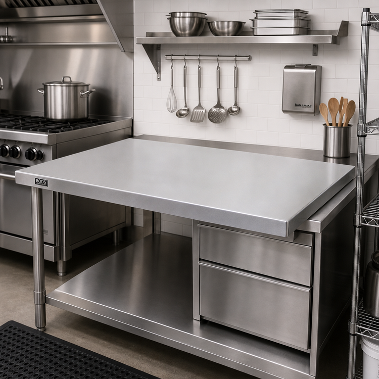 Product image #2 for John Boos 36" x 30" 16 Gauge Stainless Steel Countertop with Flat No Backsplash
