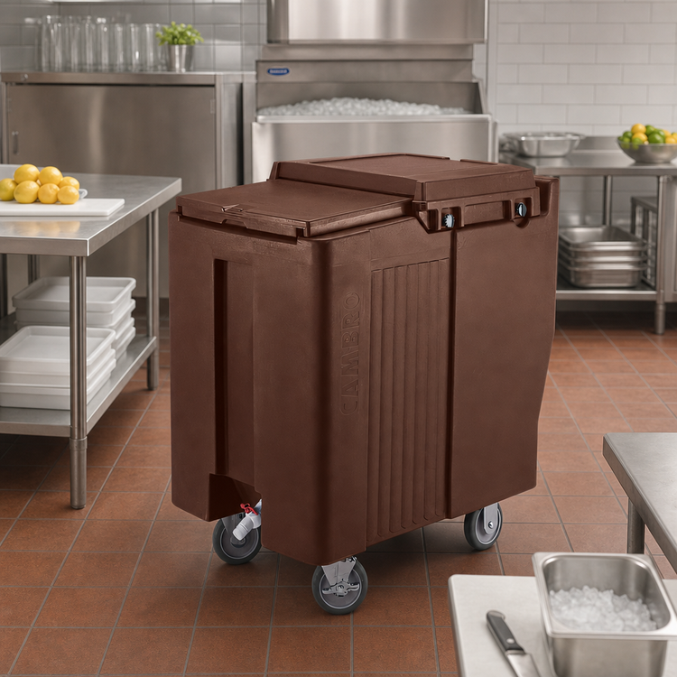 Product image #3 for Cambro SlidingLid Tall Mobile Ice Caddy, 175 lb Capacity, Dark Brown, 5-Inch Casters