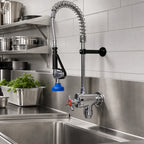 Thumbnail image #2 for Fisher Wall-Mount Single-Inlet Pre-Rinse Faucet with Cross Handle and Spray Head
