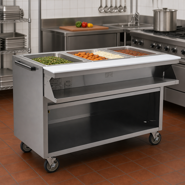 Product image #2 for Spec-Master SPHT4OB-240-3 4-Well Electric Open Base Mobile Hot Food Table with AutoFill