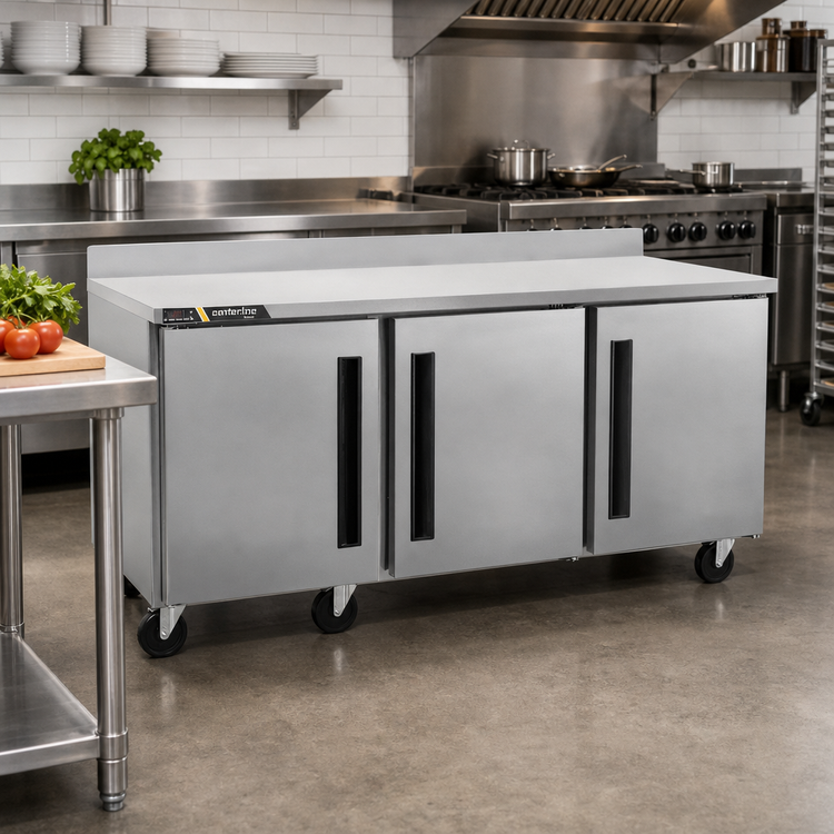 Product image #2 for Centerline CLUC-72F-SD-WTLLL 72" Three-Section Worktop Freezer with Left-Hinged Solid Doors