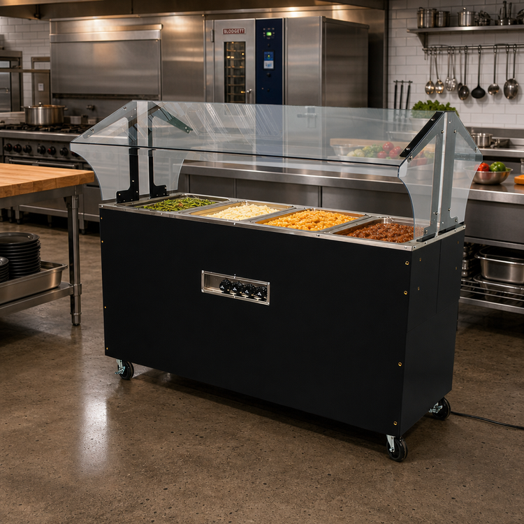 Product image #2 for Portable Electric 4-Well Hot Food Buffet Table with Double-Sided Sneeze Guard and Enclosed Base